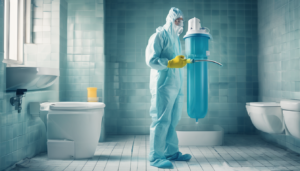 [Chlorination Techniques for Effective Disinfection - professional technician cleaning a water tank with protective gear]