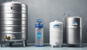 What product do you folks use to sanitize your drinking water tanks? - Image showing a technician applying disinfectant in a water tank during maintenance.