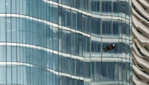 Rope Access Cleaning for Glass Facades Dubai Buildings - professional technician maintaining Dubai high-rise